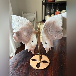 Pink amethyst butterfly wings with stand